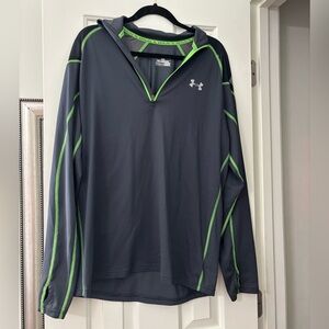 Under Armour Grey Quarter Zip with Neon Green Piping